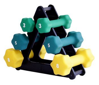 Neoprene Dumbbell Set- 3, 5, 8 LB w/ Rack