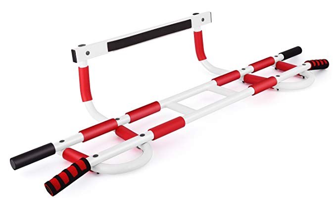 Profit Fitness Doorway Pull Up Chin Up Bar Door Gym Upper Body Workout Trainer Bar Maximum Stability-Weight Load of 600lbs-16 Grip Position-Easy and Quick(4 Screws) to Setup Anywhere Home Workout