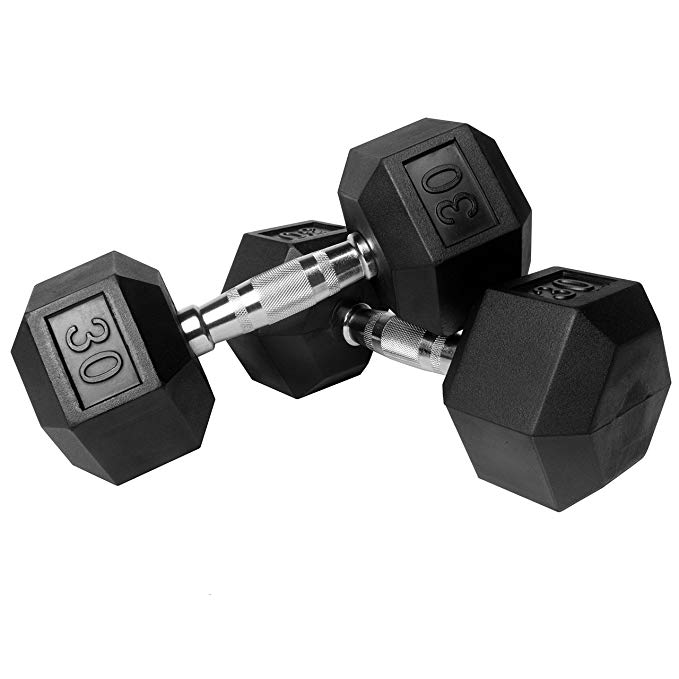 XMark Fitness, Premium Quality, Rubber Coated Hex Dumbbells are Built Tough, Built to Last - Sold in Pairs