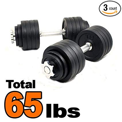 Unipack Adjustable Cast Iron Dumbbells 65lbs(2x32.5lbs) Pair