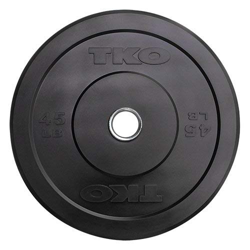 TKO Solid Black Rubber Bumper Plate - 45lb