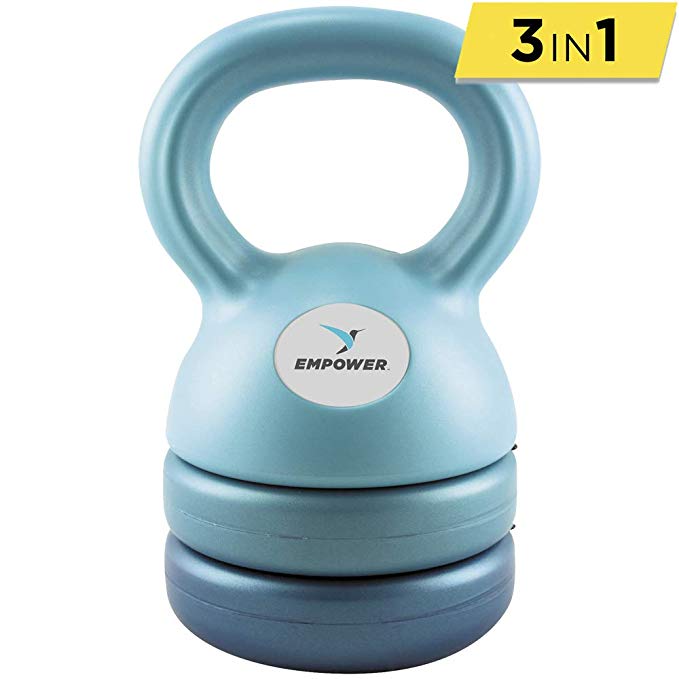 Empower Kettlebell Weight Set for Women, Adjustable Kettlebells 5 lbs, 8 lbs, 12 lbs, 3-In-1 Kettlebell Set