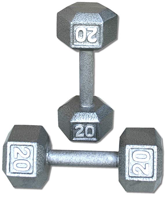 Pair 20 Lb. Cast Iron Hex Dumbbells