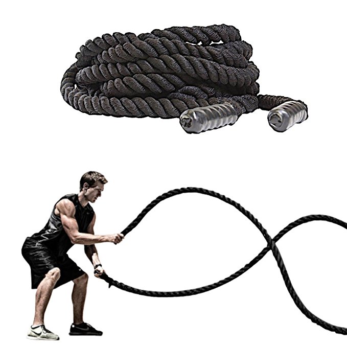 BATTLE ROPES with ANCHOR KIT by FireBreather Training. Best Workout Equipment for Total Body Exercise to improve Cardio, Strength & Power. Premium 1.5 Inch Battling Rope in 30, 40 & 50 F