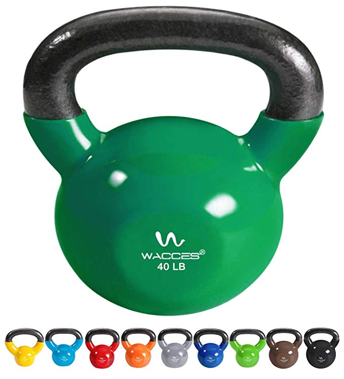 Wacces Single Vinyl Dipped Kettlebell for Croos Training, Home Exercise, Workout