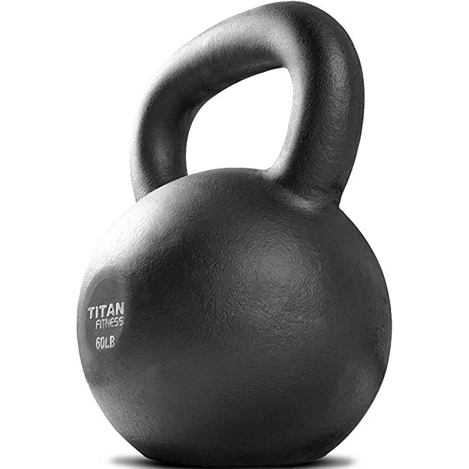 Titan Fitness Cast Iron Kettlebell Weight 60 lb Natural Solid Workout Swing