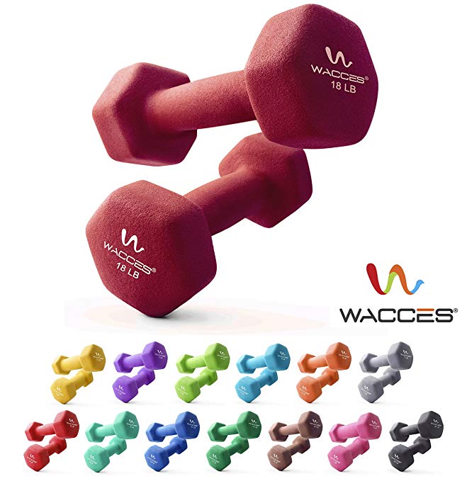 Wacces Neoprene Dipped Coated Set of 2 Dumbbells Hand Weights Sets Non Slip Grip