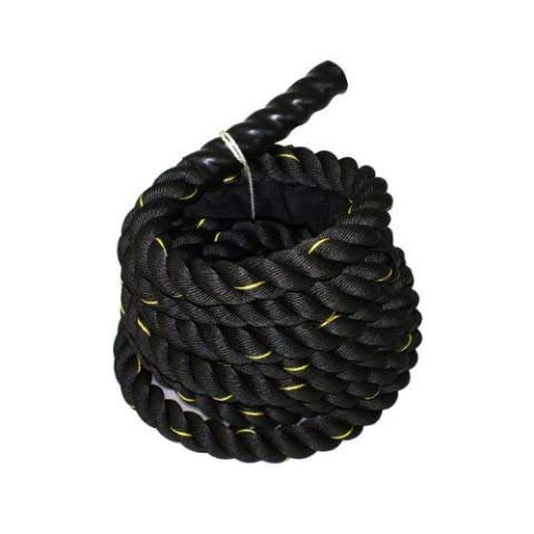 Da Vinci Black Battle Rope: 1.5 inch thick, 50 foot long, Heavy 28 pound weight Poly Dacron Workout Rope for Crossfit, Strength & Fitness Training