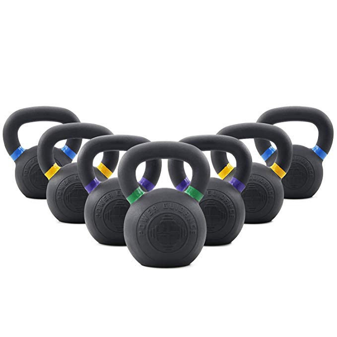 POWER GUIDANCE Cast Iron Kettlebell Weights, Powder Coated, LB KG Markings, Weight Available: 4, 6, 8, 12, 16, 20, 24 Kilograms