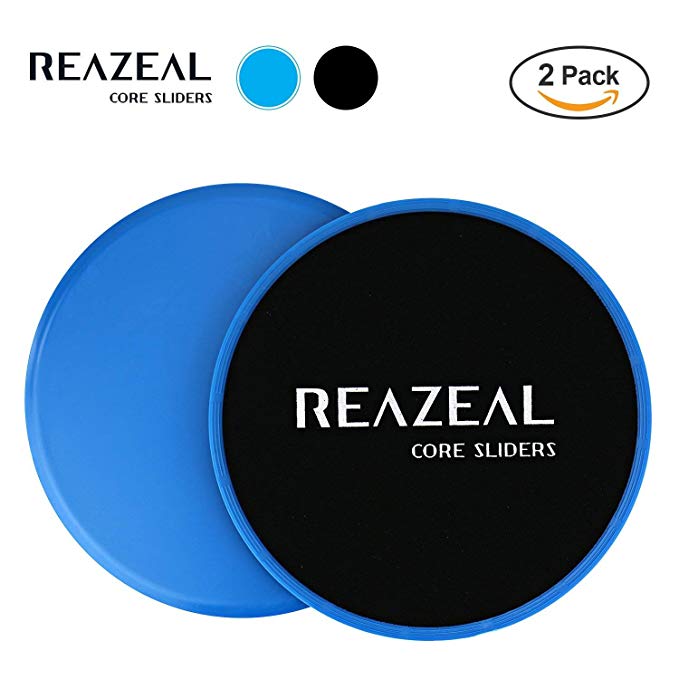 Reazeal Core Exercise Sliders, Dual Sided Gliding Discs Use on Carpet or Hard Floors. Core Sliders for Abdominal Exercise, Full Body Workout At Home, Gym or Travel