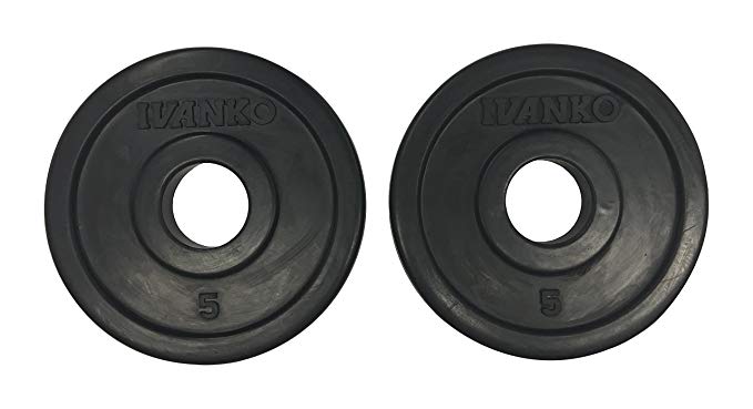 IVANKO (RUBO-5) Rubber Olympic Plate, Black, 5 lbs (PAIR)